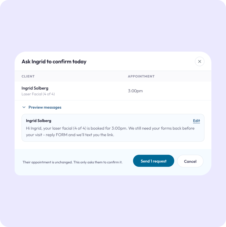 Drafted confirmation message to a client ready for approval
